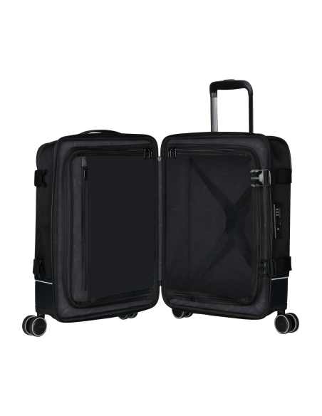 Valise cabine 4 roues 55 cm American Tourister Urban Track Asphalt Black, compartiment ouvert et rangements