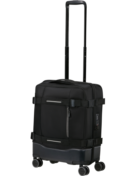 Valise cabine 4 roues 55 cm American Tourister Urban Track Asphalt Black, poignée télescopique déployée
