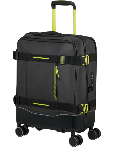Valise cabine Coated 55 cm American Tourister Urban Track Black/Lime, vue de trois quarts