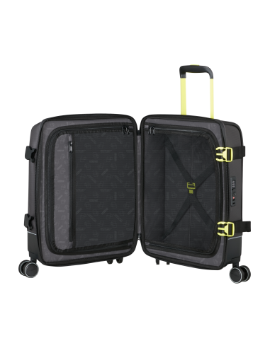 Valise cabine Coated 55 cm American Tourister Urban Track Black/Lime, compartiment ouvert et rangements