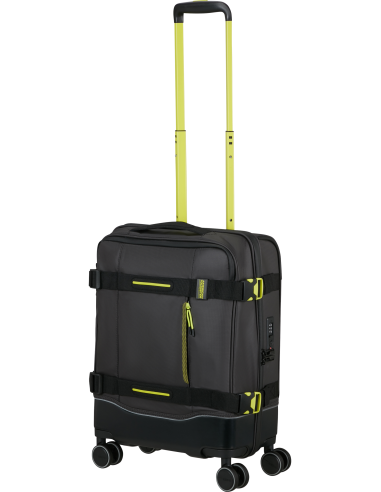 Valise cabine Coated 55 cm American Tourister Urban Track Black/Lime, poignée télescopique déployée