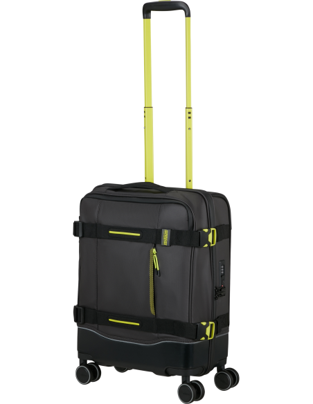Valise cabine Coated 55 cm American Tourister Urban Track Black/Lime, poignée télescopique déployée