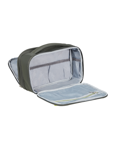 Trousse de toilette extensible 26 cm American Tourister Wanderlite Dark Khaki, compartiment ouvert et rangements