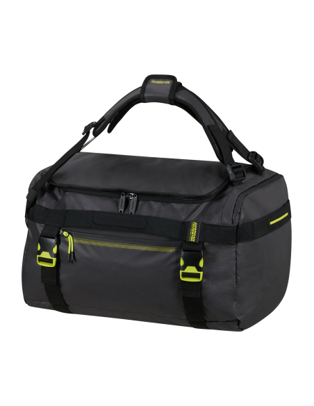 Sac de voyage convertible L 50 cm American Tourister Urban Track Black/Lime, vue de trois quarts