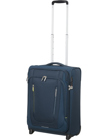 Valise cabine 2 roues 55 cm American Tourister Wanderlite Bleu Marine Foncé, poignée télescopique déployée