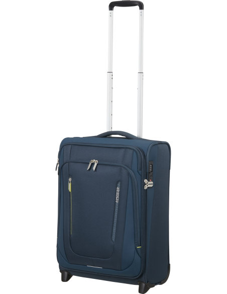 Valise cabine 2 roues 55 cm American Tourister Wanderlite Bleu Marine Foncé, poignée télescopique déployée