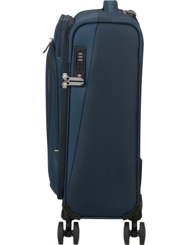 Valise cabine 4 roues 55 cm American Tourister Wanderlite Bleu Marine Foncé, vue de profil