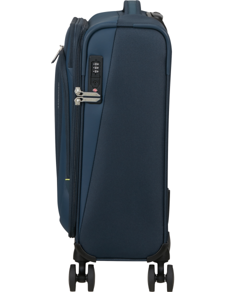 Valise cabine 4 roues 55 cm American Tourister Wanderlite Bleu Marine Foncé, vue de profil