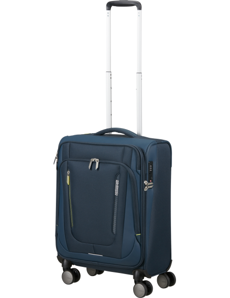Valise cabine 4 roues 55 cm American Tourister Wanderlite Bleu Marine Foncé, poignée télescopique déployée