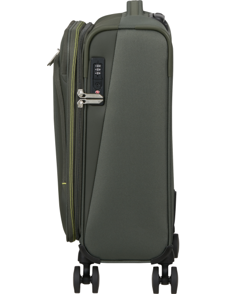 Valise cabine extensible 55 cm American Tourister Wanderlite Dark Khaki, vue de profil