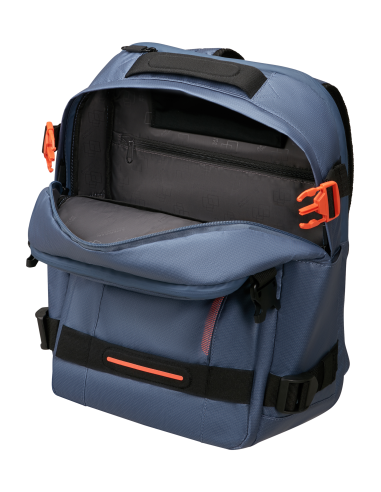 Sac à dos Coated PC 15,6 pouces American Tourister Urban Track Navy/Orange, compartiment ouvert et rangements