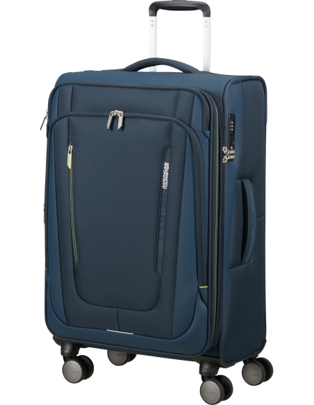 Valise soute extensible 68 cm American Tourister Wanderlite Bleu Marine Foncé, vue de trois quarts