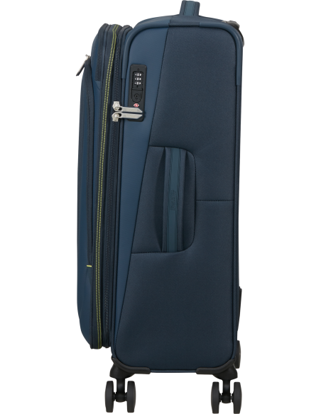 Valise soute extensible 68 cm American Tourister Wanderlite Bleu Marine Foncé, vue de profil