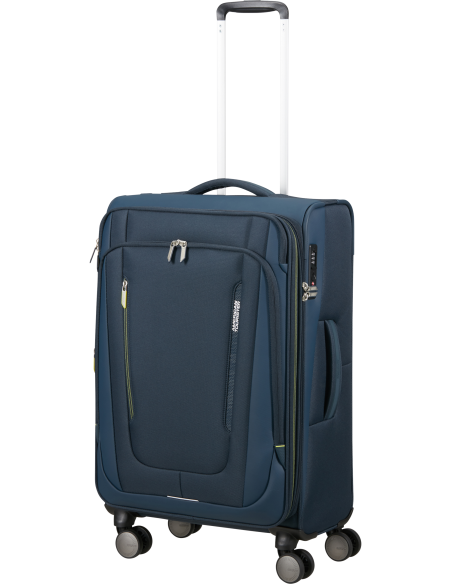 Valise soute extensible 68 cm American Tourister Wanderlite Bleu Marine Foncé, poignée télescopique déployée