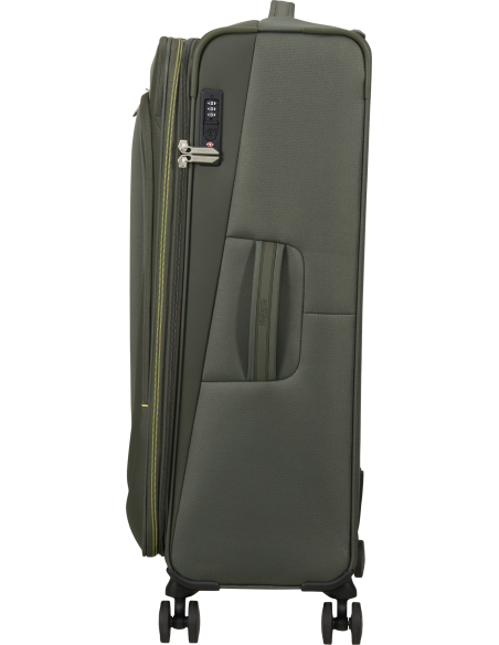 Valise soute extensible 79 cm American Tourister Wanderlite Dark Khaki, vue de profil