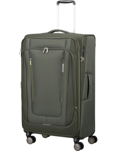 Valise soute extensible 79 cm American Tourister Wanderlite Dark Khaki, poignée télescopique déployée