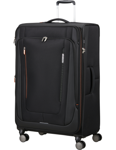 Valise soute XL extensible 84 cm American Tourister Wanderlite Shadow Black, vue de trois quarts