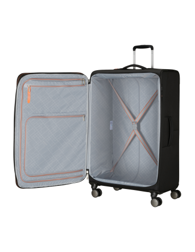 Valise soute XL extensible 84 cm American Tourister Wanderlite Shadow Black, compartiment ouvert et rangements