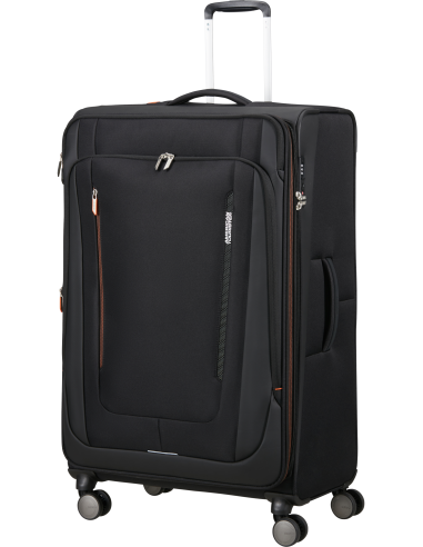 Valise soute XL extensible 84 cm American Tourister Wanderlite Shadow Black, poignée télescopique déployée