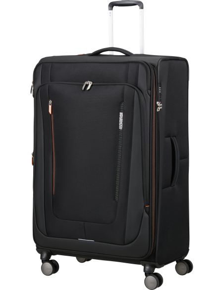 Valise soute XL extensible 84 cm American Tourister Wanderlite Shadow Black, poignée télescopique déployée