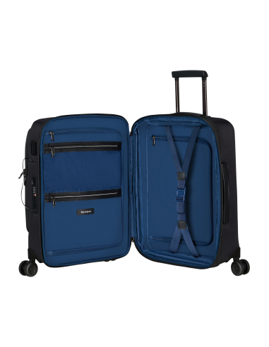 Valise 55 cm Samsonite Splendix Noir, intérieur ouvert et séparateurs