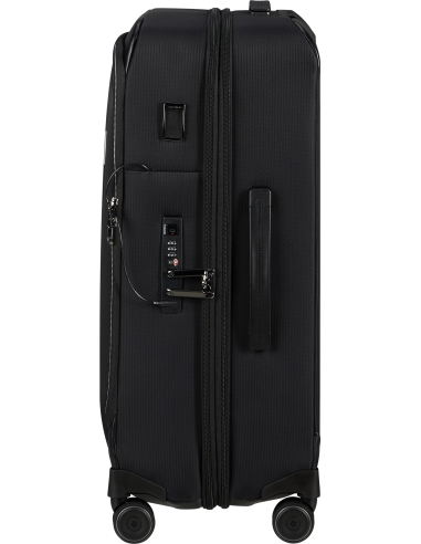 Valise 67 cm Samsonite Splendix Noir, profil et serrure TSA