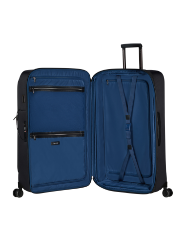 Valise 79 cm Samsonite Splendix Noir, intérieur ouvert et séparateurs