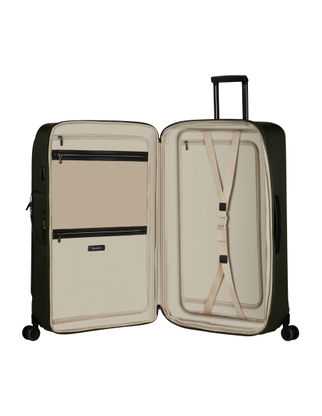 Valise 79 cm Samsonite Splendix Green/Black, intérieur ouvert et séparateurs