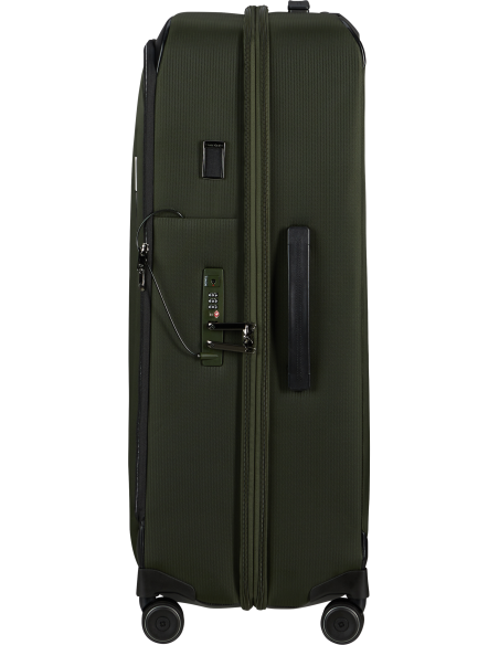 Valise 79 cm Samsonite Splendix Green/Black, profil et serrure TSA