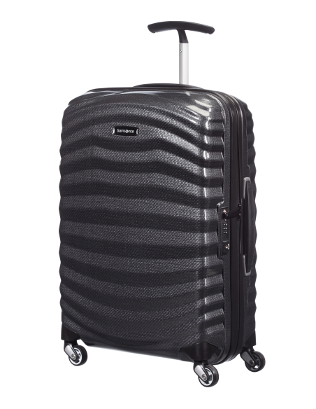 Samsonite Lite-Shock 55 cm Noir, vue de trois quarts