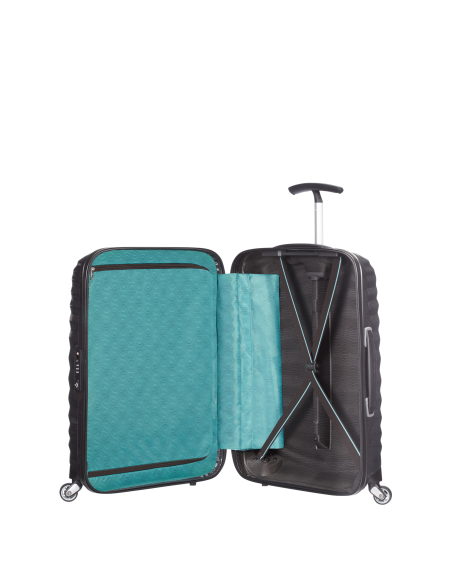 Samsonite Lite-Shock 55 cm Noir, intérieur ouvert et compartiments