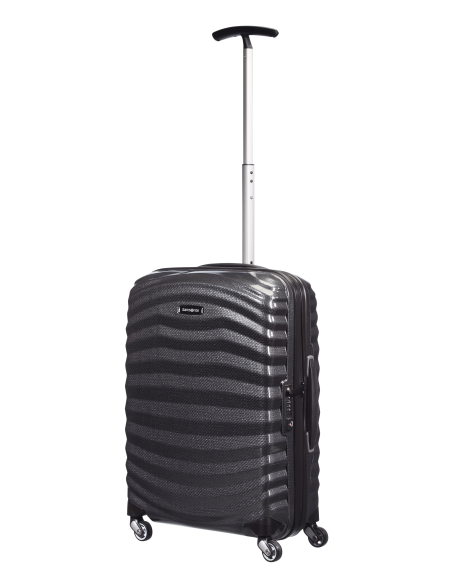 Samsonite Lite-Shock 55 cm Noir, poignée télescopique entièrement déployée