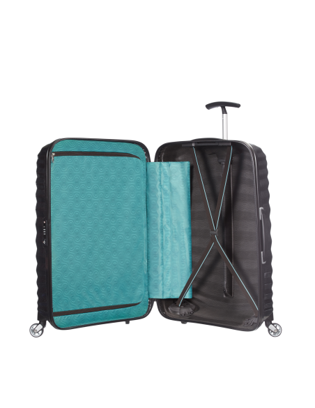 Samsonite Lite-Shock 69 cm Noir, intérieur ouvert et compartiments