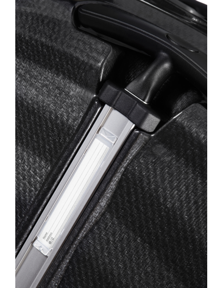 Samsonite Lite-Shock 75 cm Noir, détail de la poignée et du porte-adresse