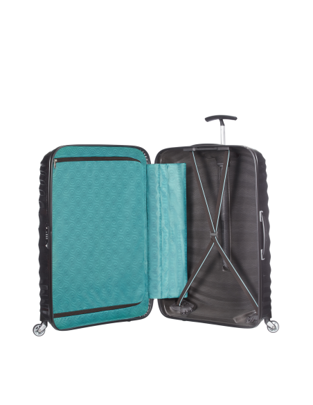 Samsonite Lite-Shock 75 cm Noir, intérieur ouvert et compartiments