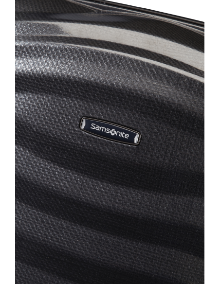 Samsonite Lite-Shock 75 cm Noir, détail du logo et de la coque