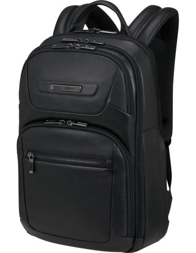 Sac à dos en cuir 14.1 pouces Samsonite Pro-DLX Leather Noir, vue de trois quarts