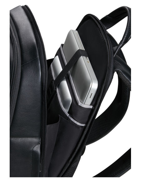 Sac à dos en cuir 14.1 pouces Samsonite Pro-DLX Leather Noir, compartiment ordinateur et tablette