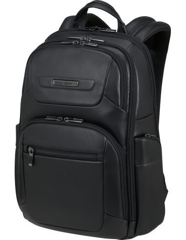 Sac à dos en cuir 15.6 pouces Samsonite Pro-DLX Leather Noir, vue de trois quarts