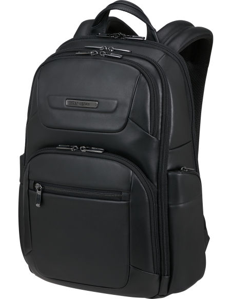 Sac à dos en cuir 15.6 pouces Samsonite Pro-DLX Leather Noir, vue de trois quarts