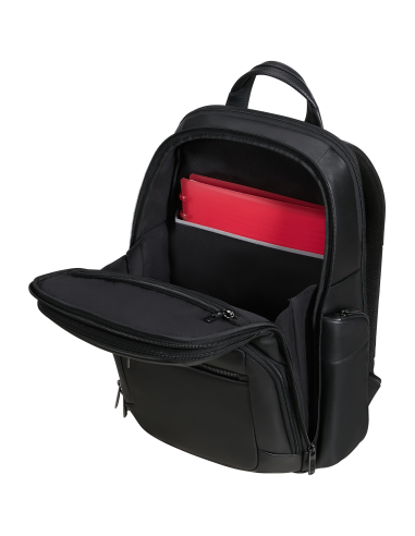Sac à dos en cuir 15.6 pouces Samsonite Pro-DLX Leather Noir, rangements intérieurs ouverts