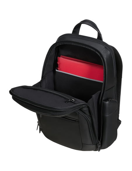 Sac à dos en cuir 15.6 pouces Samsonite Pro-DLX Leather Noir, rangements intérieurs ouverts