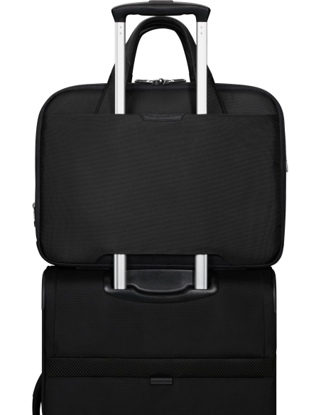 Sacoche extensible 15.6 pouces Samsonite Pro-DLX 6 Noir, passant arrière sur une valise