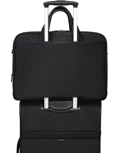 Sacoche extensible 17.3 pouces Samsonite Pro-DLX 6 Noir, passant arrière sur une valise