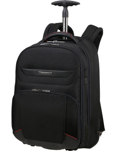 Sac à dos à roulettes 17.3 pouces Samsonite Pro-DLX 6 Noir, vue de trois quarts