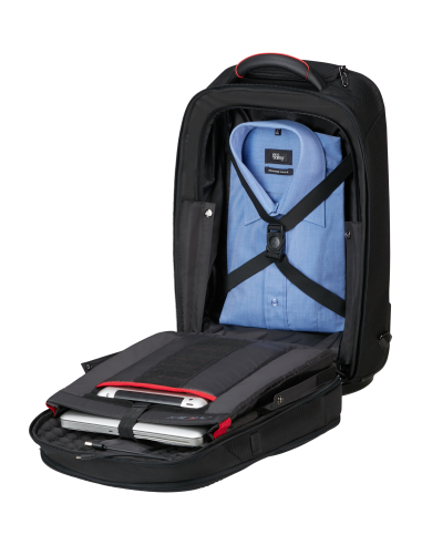 Sac à dos à roulettes 17.3 pouces Samsonite Pro-DLX 6 Noir, rangements intérieurs ouverts