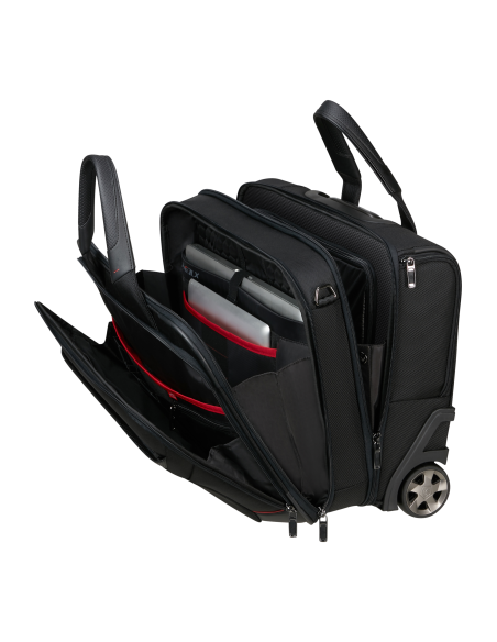 Bureau mobile 2 roues 15.6 pouces Samsonite Pro-DLX 6 Noir, rangements intérieurs ouverts