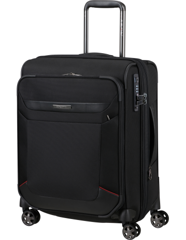 Valise cabine 4 roues extensible 55 cm Samsonite Pro-DLX 6 Noir, vue de trois quarts