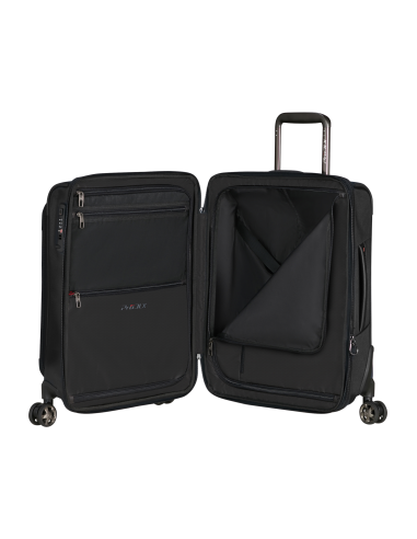 Valise cabine 4 roues extensible 55 cm Samsonite Pro-DLX 6 Noir, rangements intérieurs ouverts