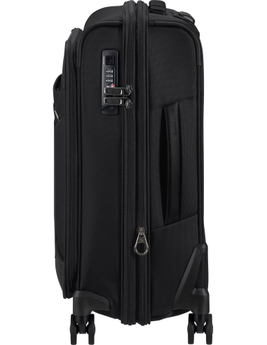 Valise cabine 4 roues extensible 55 cm Samsonite Pro-DLX 6 Noir, vue de profil